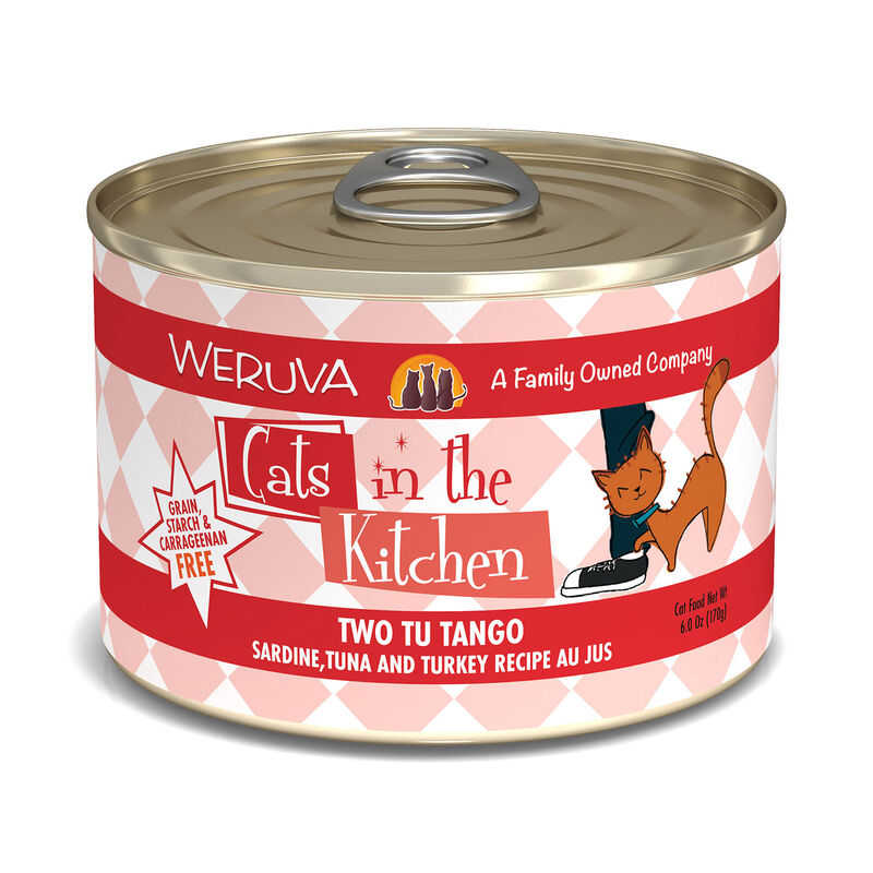 Cats In The Kitchen Two Tu Tango Sardine， Tuna and Turkey Recipe Au Jus 6oz-24Pack