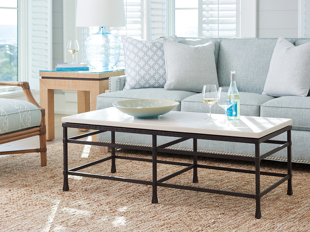 Breakwater Metal And Stone Cocktail Table   Transitional   Coffee Tables   by HedgeApple  Houzz