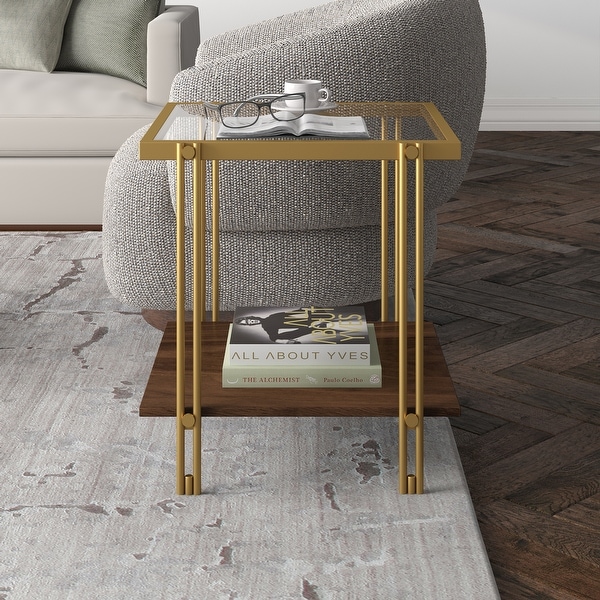 Inez Modern Metal and Glass Side Table