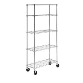 HDX 5-Tier Steel Wire Shelving Unit with Casters in Chrome (48 in. W x 72 in. H x 18 in. D) HD1848-5LHCCPS