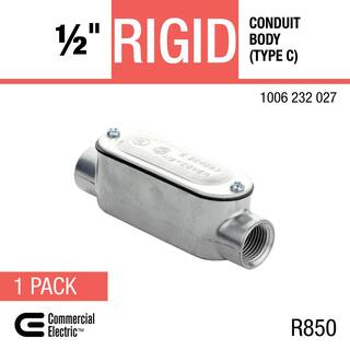 Commercial Electric 12 in. Rigid Metal Conduit (RMC) Threaded Conduit Body with Stamped Cover (Type C) FRBCA-50-1