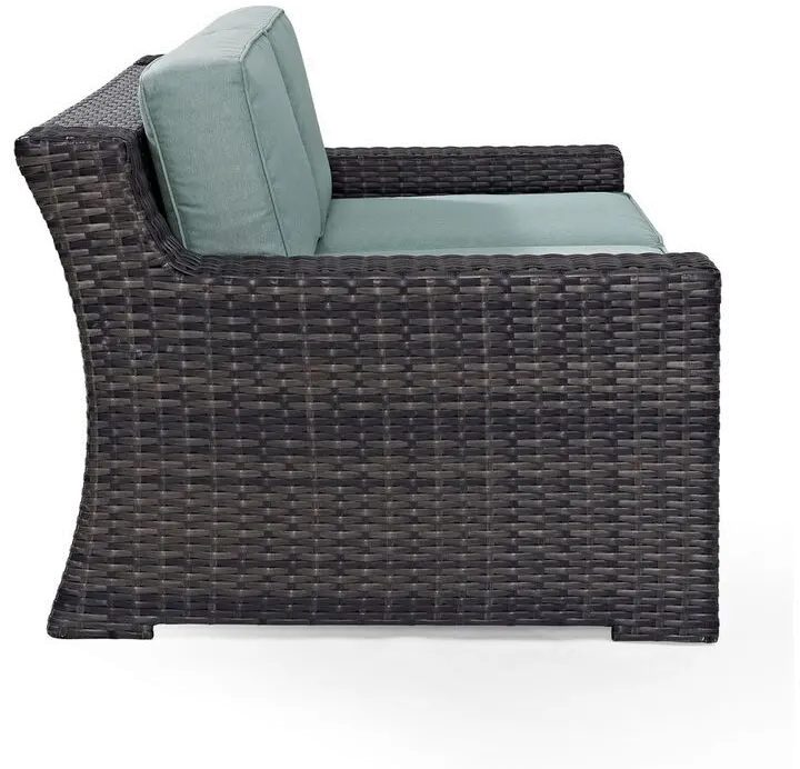 Beaufort Blue Mist and Wicker Patio Loveseat