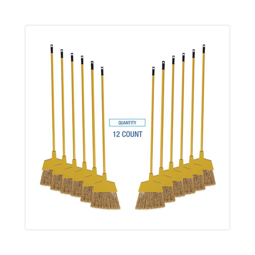 Boardwalk 53 in. Handle Poly Bristle Angle Broom in Yellow (12Carton) BWK932M