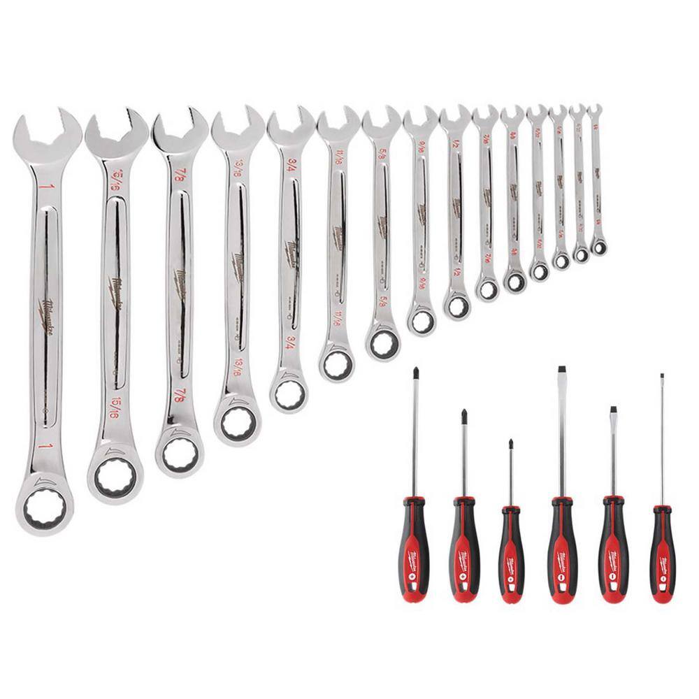 MW SAE Combination Ratcheting Mechanics Tool Set (21-Piece) 48-22-9416-48-22-2706