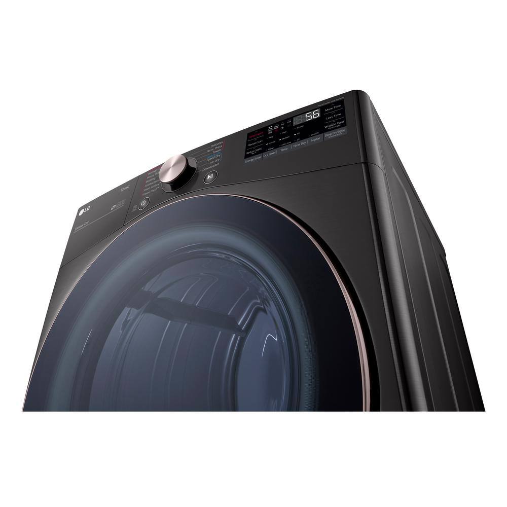 LG 7.4 Cu. Ft. Vented SMART Stackable Gas Dryer in Black Steel with TurboSteam and Sensor Dry Technology DLGX4001B