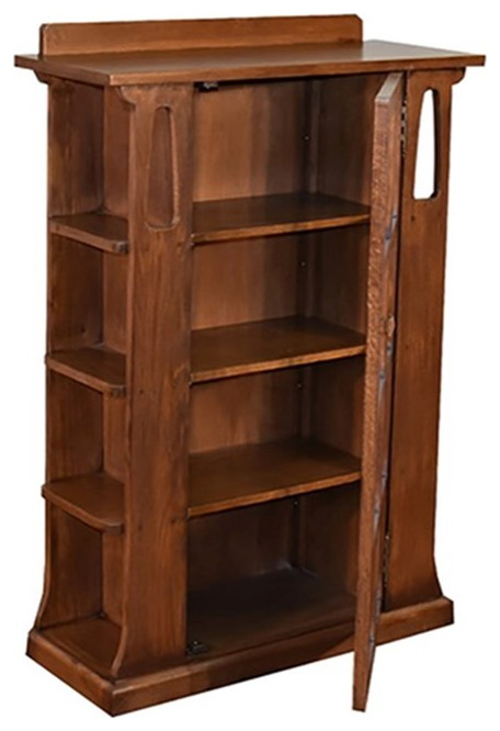 Crafters and Weavers Arts and Crafts Wood Bookcase w/ Side Shelves in Walnut   Craftsman   Bookcases   by Homesquare  Houzz