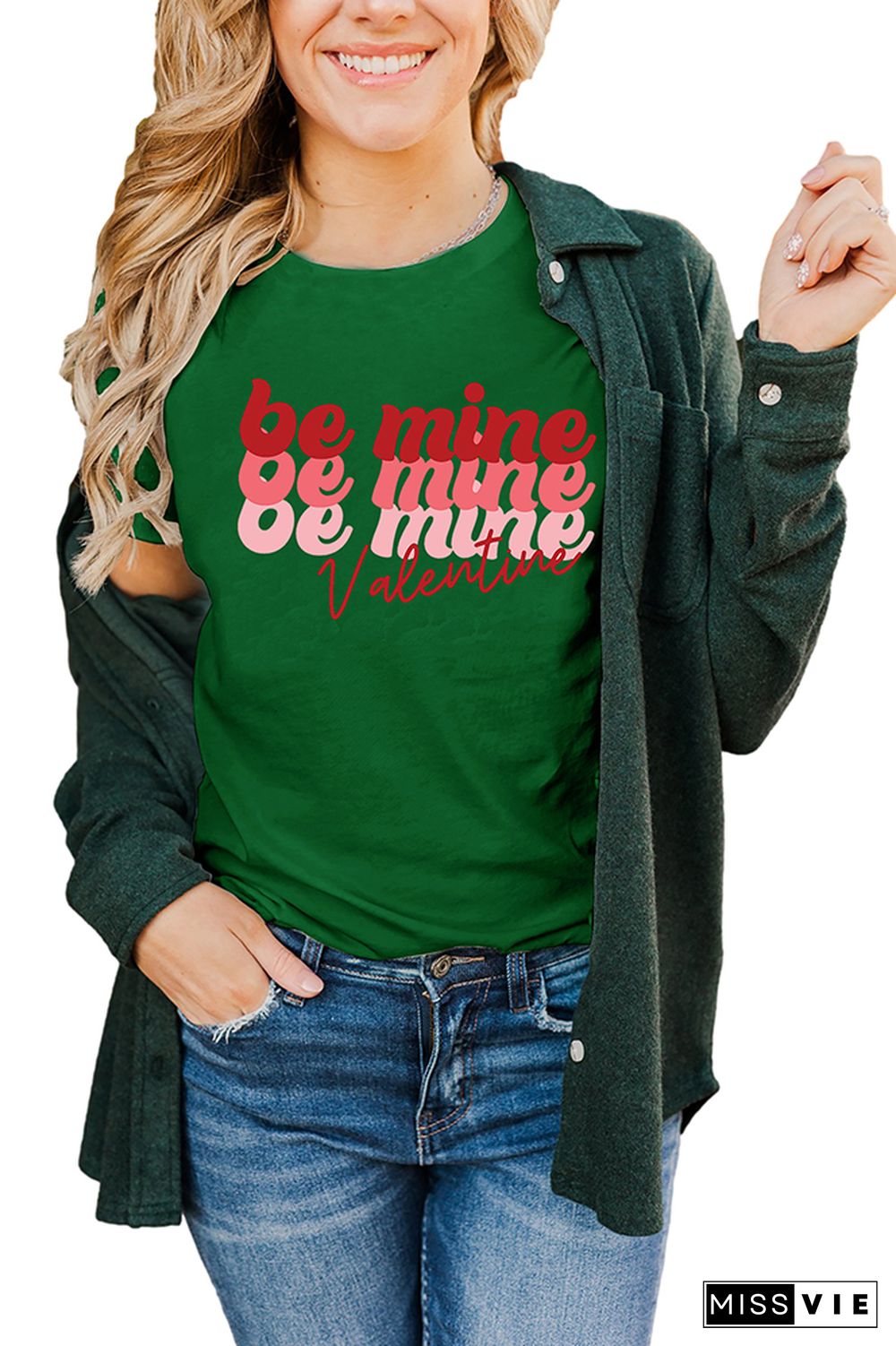 Valentine Be Mine Pullover Shortsleeves Graphic Tee Wholesale