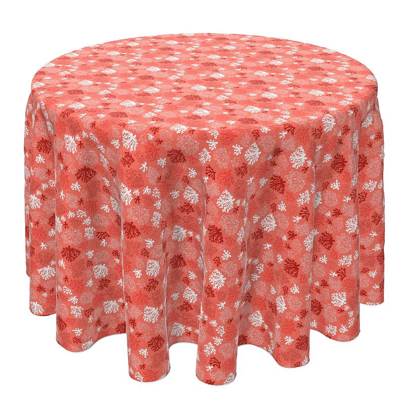 Round Tablecloth， 100% Cotton， 60 Round， Bold Seaside Coral