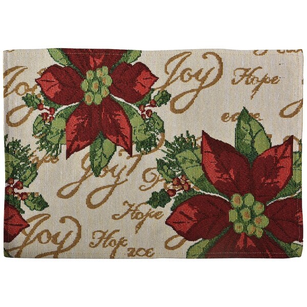 Violet Linen Seasonal Xmas Christmas Holiday Tapestry Pattern，13 X 19 Rectangler，Set of 4，Decorative Place Mats