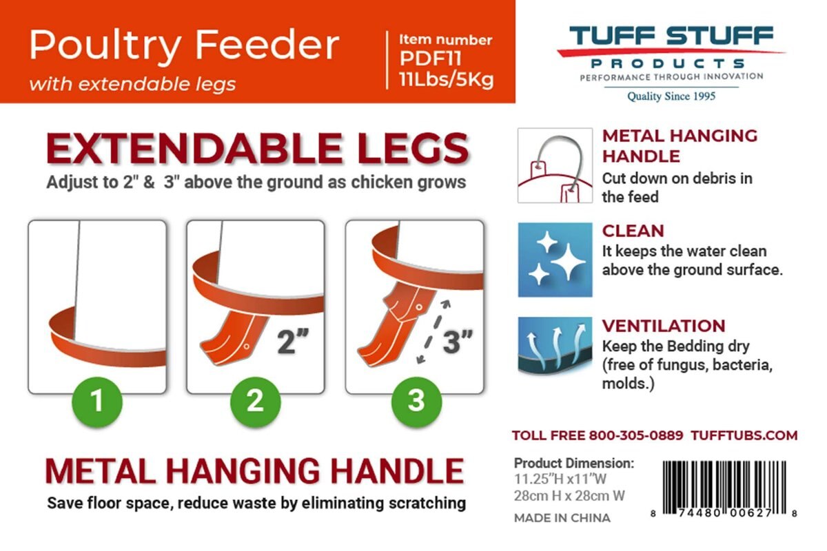 Tuff Stuff Products Poultry Feeder Folding Leggs Farm Animal Feeder， 11-lb