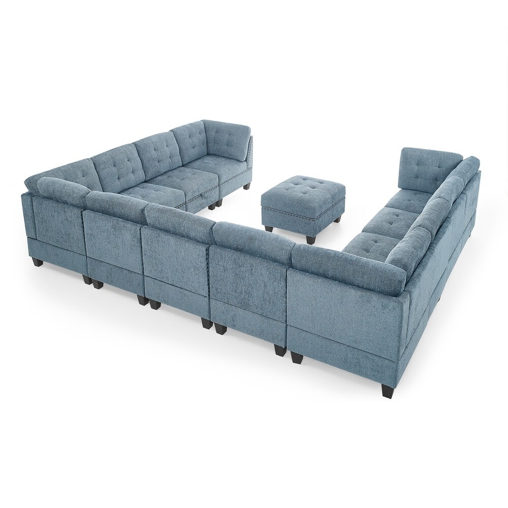 12 Piece U Shaped Modular Sectional Sofa with Bonus Storage