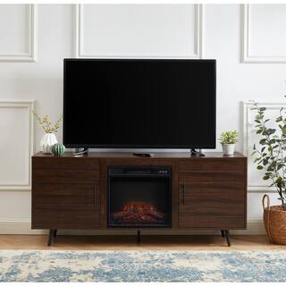 EDYO LIVING 60 in. Rustic Farmhouse Electric Fireplace TV Stand in Espresso WMTVS017EXPF018