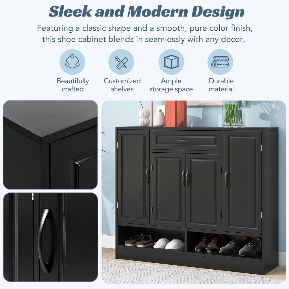 Sleek and Modern Shoe Cabinet with Adjustable Shelves  Minimalist Shoe Storage Organizer