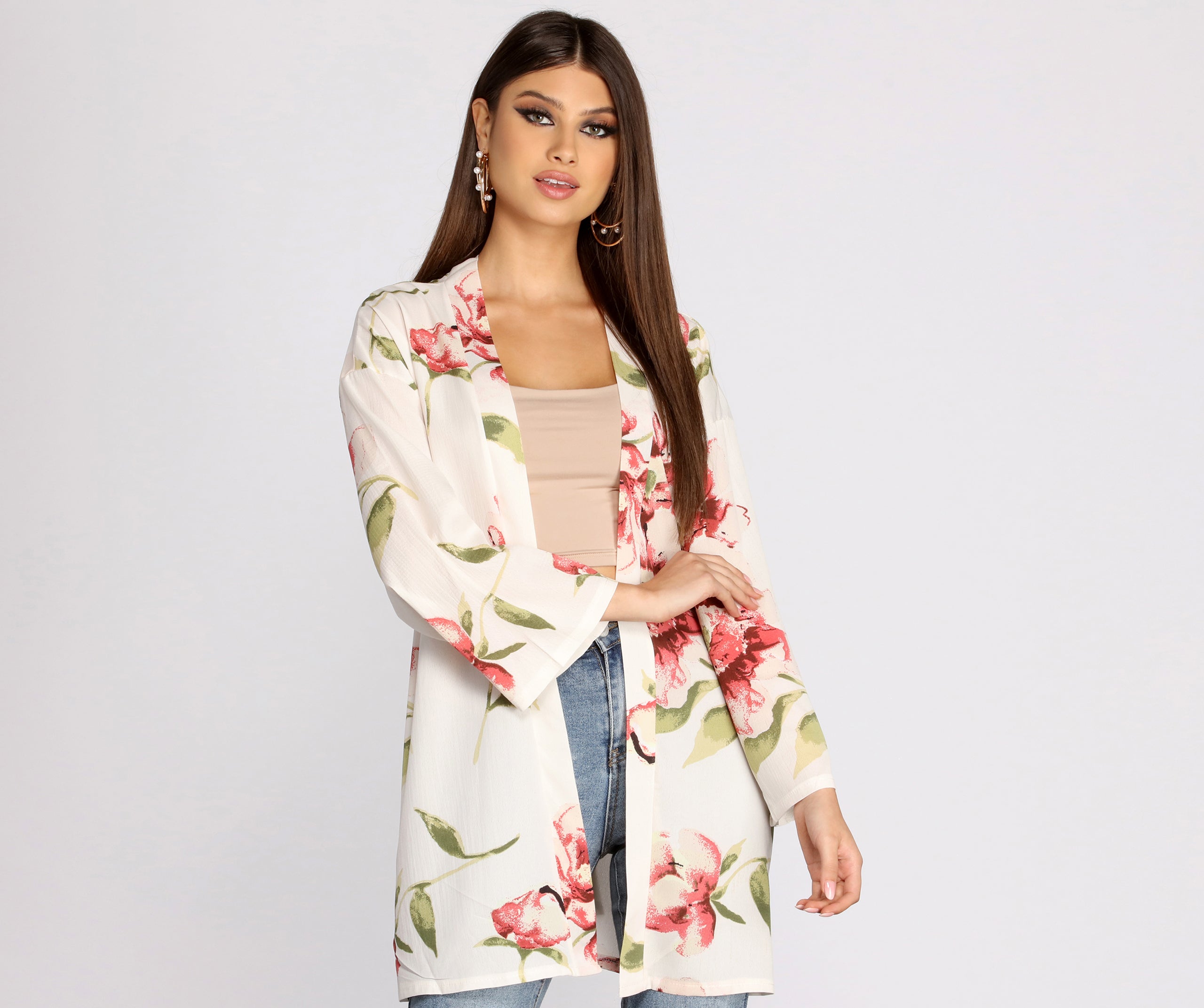 Wildflower Floral Belted Kimono