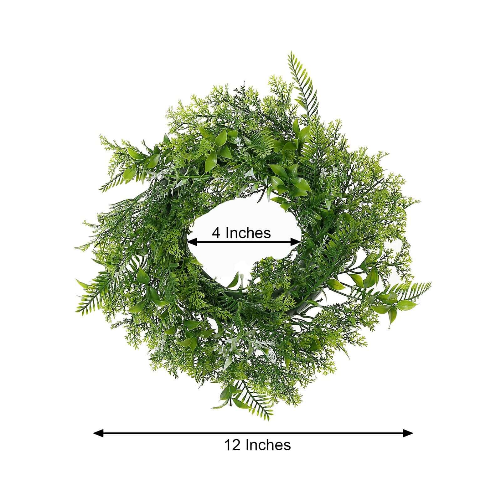 2 Pack Green Artificial Fern Leaf Mix Pillar Candle Ring Wreaths 4