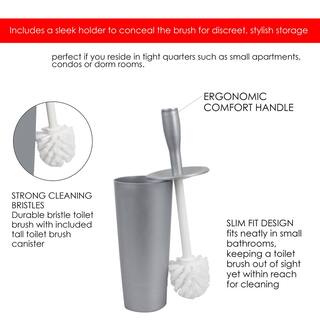 Home Basics Plastic Toilet Brush Holder with Brush in Grey TB45048