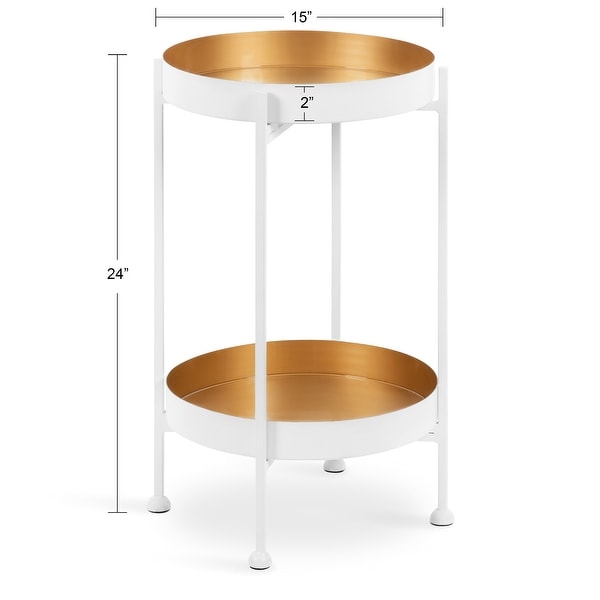 Kate and Laurel Nira Two-Tiered Metal Side Table - 15x15x24