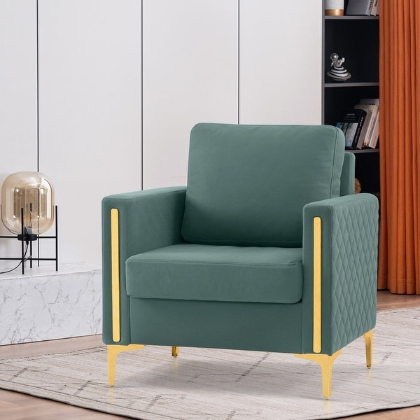 MCombo Accent Club Chair， Leathaire Fabric Upholstered Single Sofa Chairs， Modern Armchair for Living Room Office HQ614