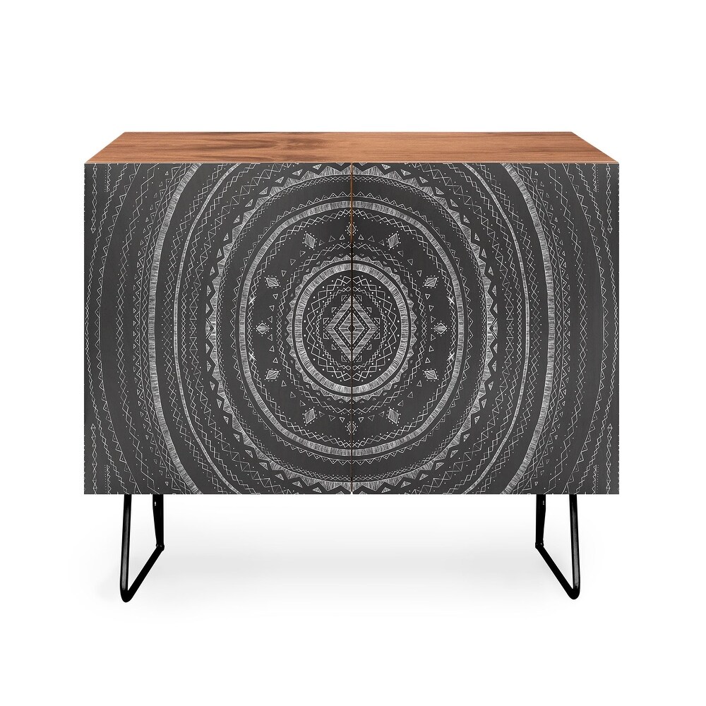 Deny Designs Grey Mandala Credenza Cabinet