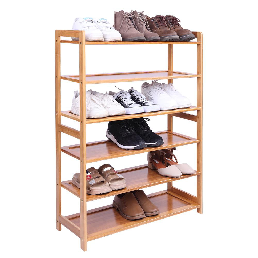 Zimtown Bamboo Wood 6-Tier Shoe Rack Pairs Entryway Shoe Shelf Tower Shoe Storage Organizer for Closet Hallway Living Room Bedroom Dorm Natural