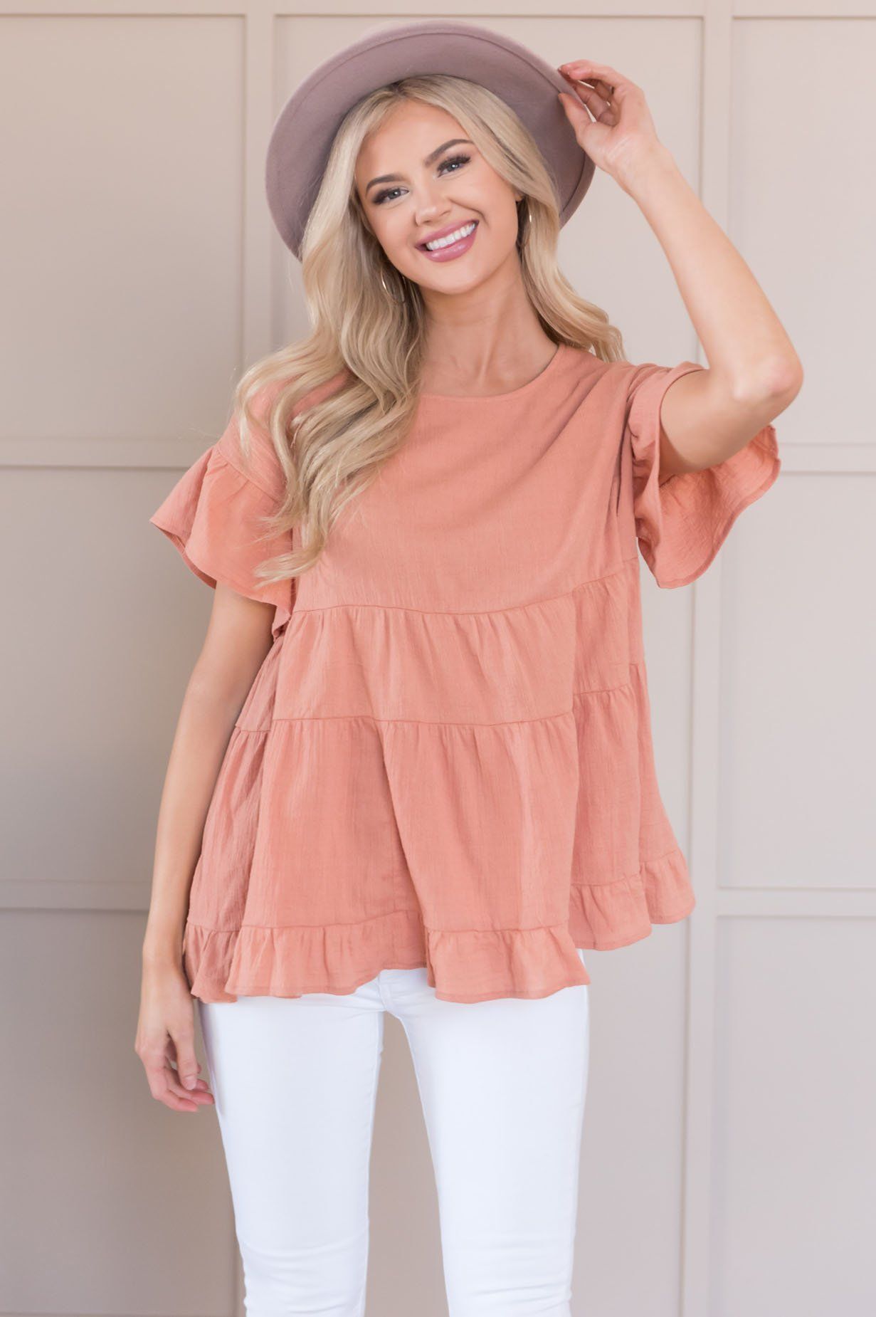 Oh So Thoughtful Modest Tiered Blouse