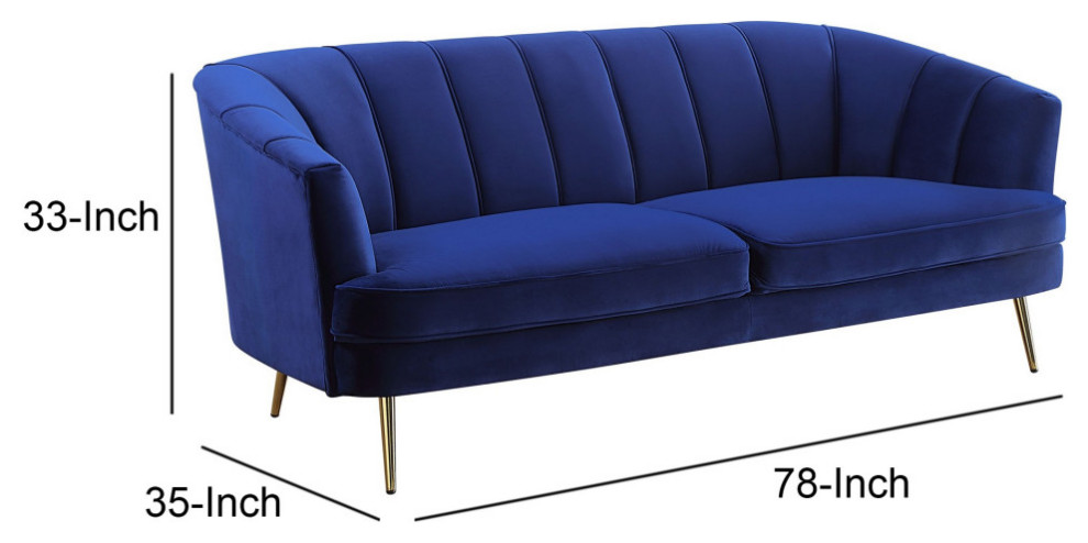 Sofa With Vertical Channel Tufting And Sloped Arms  Navy Blue   Contemporary   Sofas   by VirVentures  Houzz