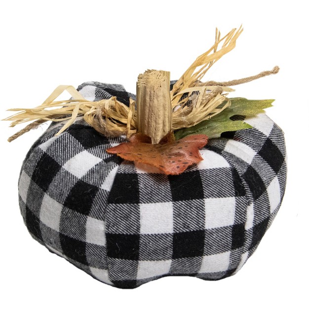 White And Black Buffalo Plaid Fall Harvest Pumpkin