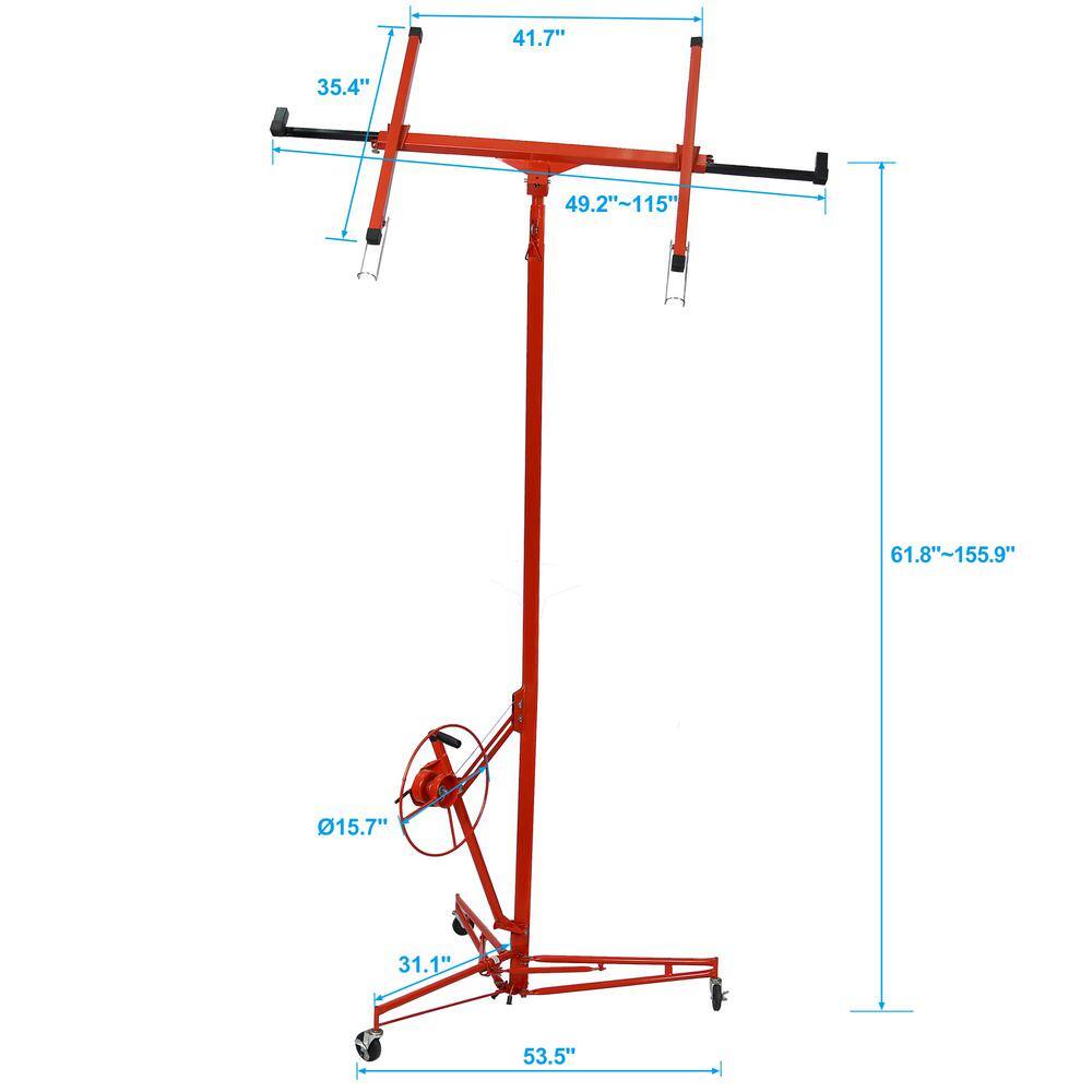 Runesay Drywall Lift Panel 13 ft. Lift Drywall Panel Hoist Jack Lifter in Red CON-CRET-5