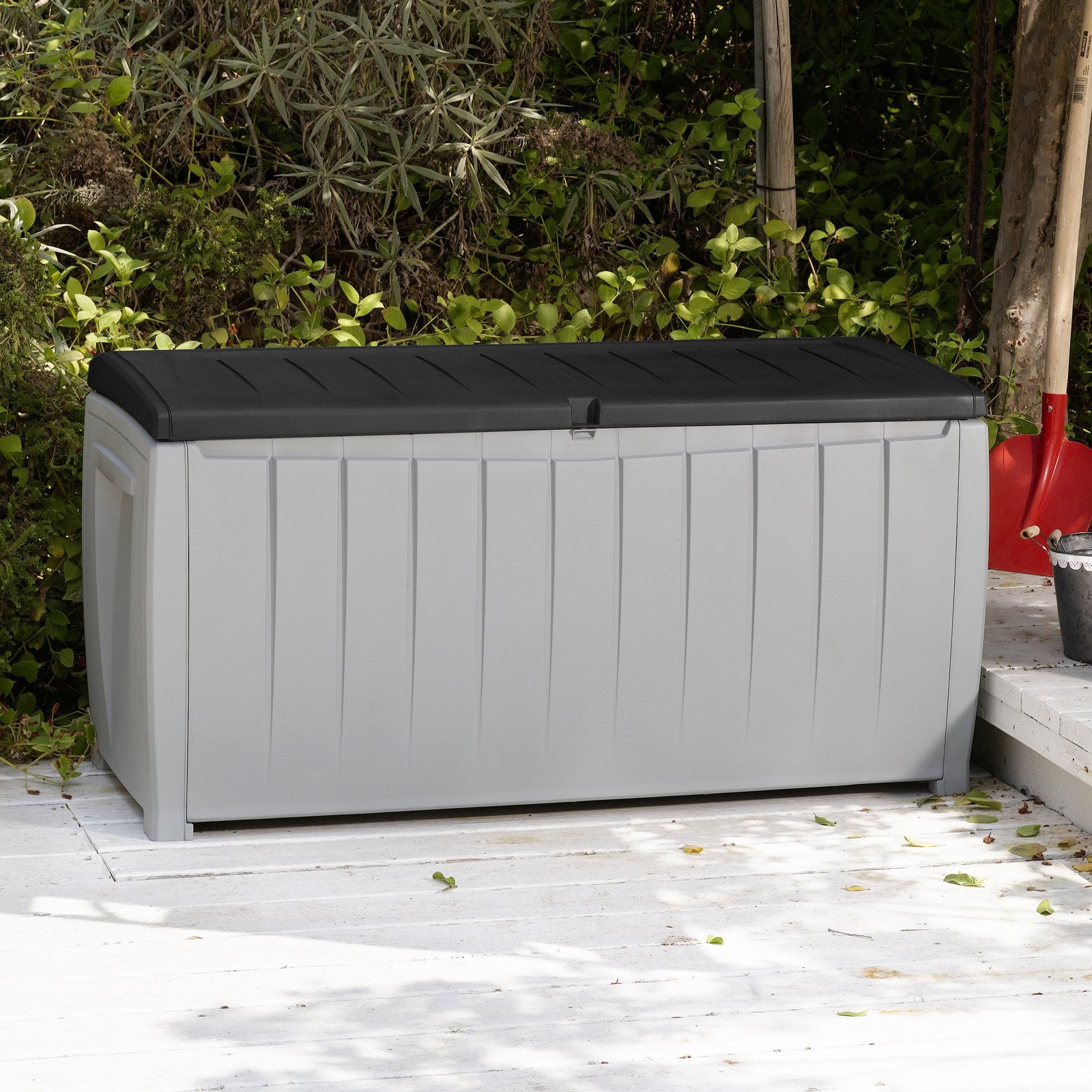 Keter Novel Outdoor All-Weather 90 Gallon Plastic and Resin Deck Box, Black