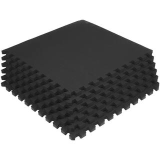 PROSOURCEFIT Thick Exercise Puzzle Mat Black 24 in. x 24 in. x 0.75 in. EVA Foam Interlocking Anti-Fatigue (6-pack) (24 sq. ft.) ps-2997-extp-black