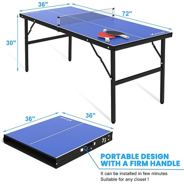 Portable Table Tennis Table， Mid-Size / for IndoorandOutdoor Table Tennis Game