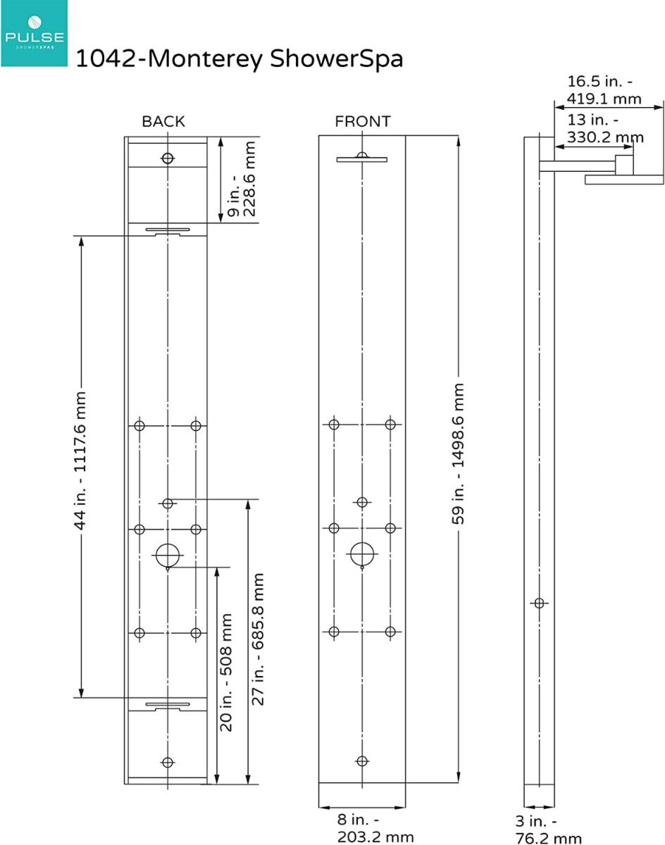 Pulse ShowerSpa Monterey ShowerSpa - Stainless Steel Brushed - 1042-SSB