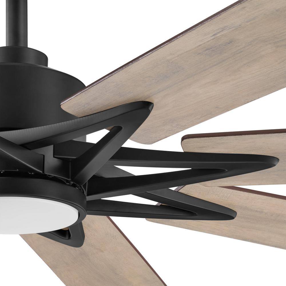 Home Decorators Collection Intervale 72 in. Integrated CCT LED IndoorOutdoor Matte Black Ceiling Fan with Light and Remote Control Included N609A-MBK