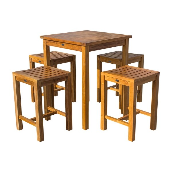 Chic Teak Seville Outdoor Teak Wood Patio Counter Height Bistro Table