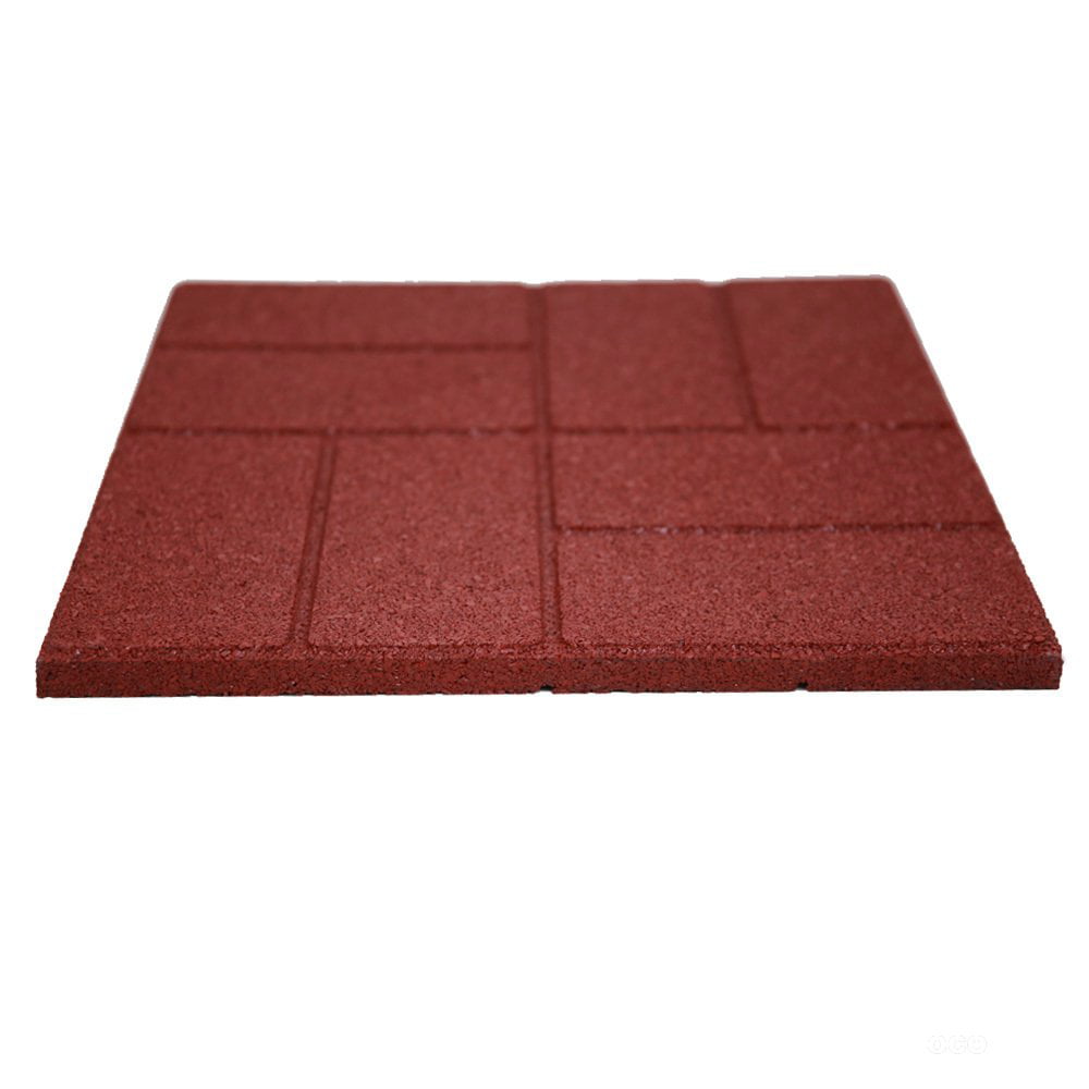 RevTime Dual-Side Garden Rubber Paver 16"x16" for Patio Paver, Step Stone and Walk Way, Safety Rubber Tile Red (Pack of 6) Flooring Materials