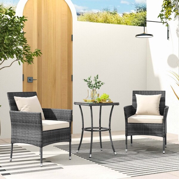 Costway 3 PCS Patio Furniture Set with Cushioned Patio Chairs and