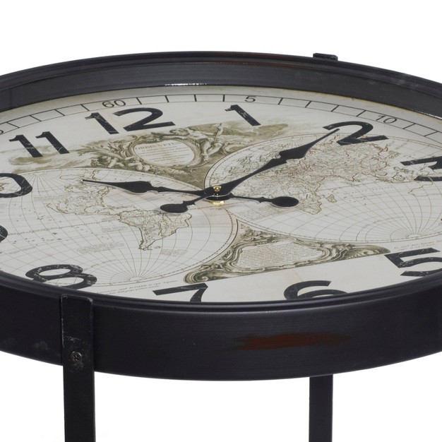 Farmhouse Clock Face Accent Table Black Olivia amp May