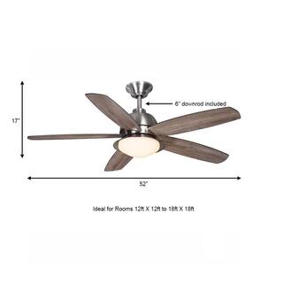 Home Decorators Collection Ackerly 52 in. IndoorCovered Outdoor LED Brushed Nickel Ceiling Fan with Light Kit and Remote Control 56019