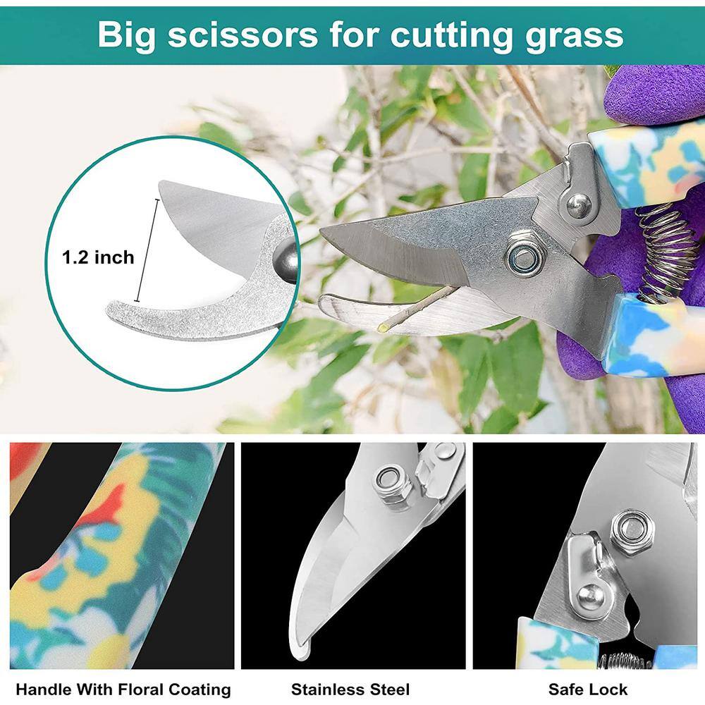 30-Piece Stainless Steel Heavy-Duty Gardening Tools with Floral Print Garden Tools Set B09DG43CNB