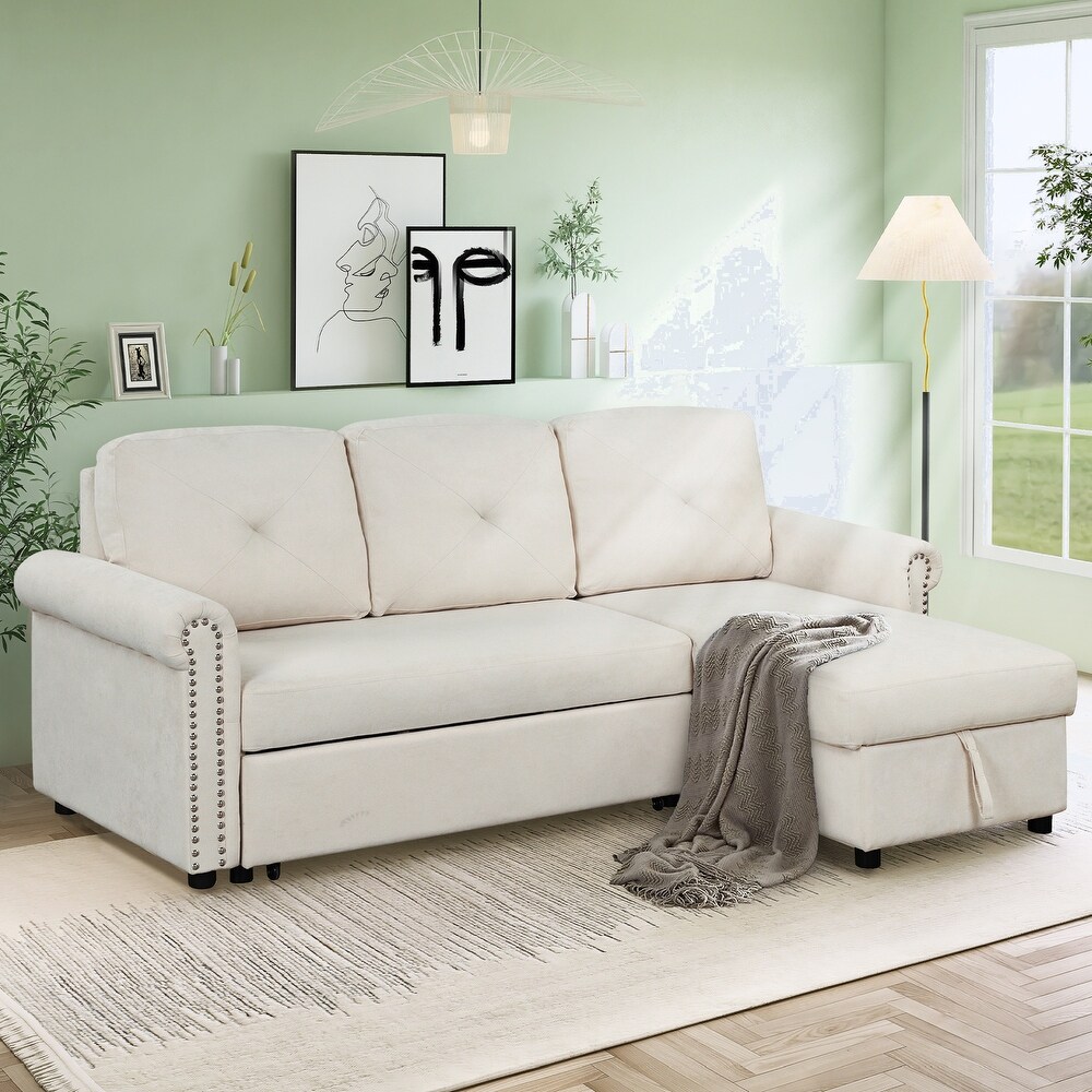 Modern Sleeper Sofa Bed Convertible Sectional Couch with Storage