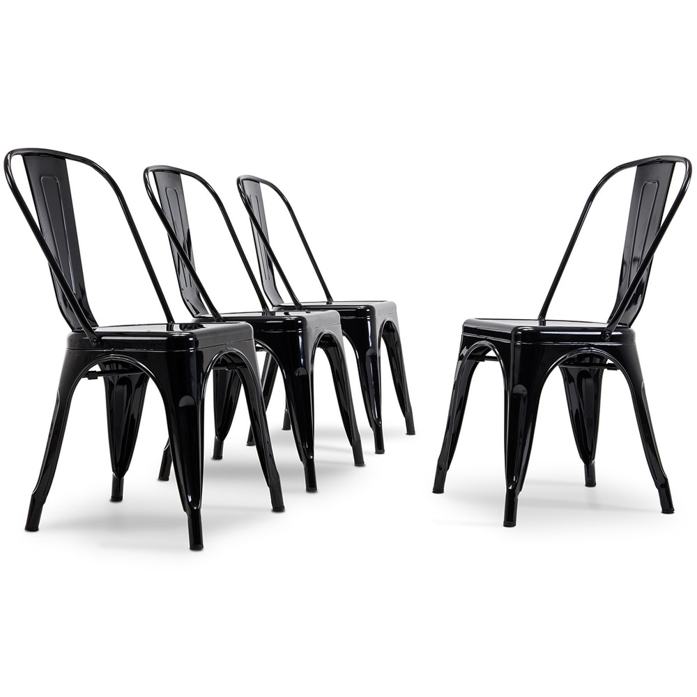 BELLEZE Set of 4 Dining Chair Side Chairs w/ Backrest Stackable  Black