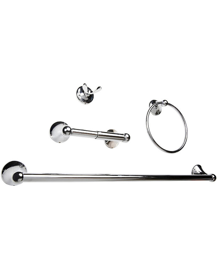 IDB Bathroom Hardware Accessory Set Includes Towel Bar Toilet Paper Holder Hand Towel bar and Robe Hook - Bathroom Towel Rack Set