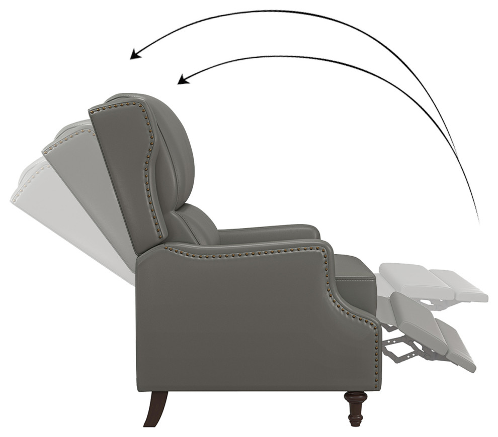 Traditional Genuine Leather Recliner With Nailhead Trims   Traditional   Recliner Chairs   by Karat Home  Houzz