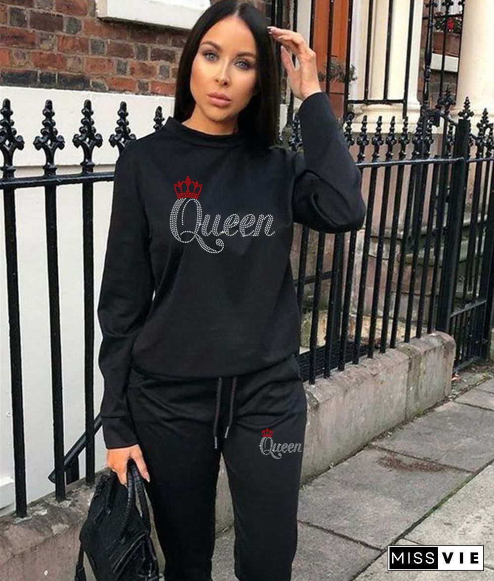 O Neck Loose Pullovers Sweatshirts 2 Piece Sets