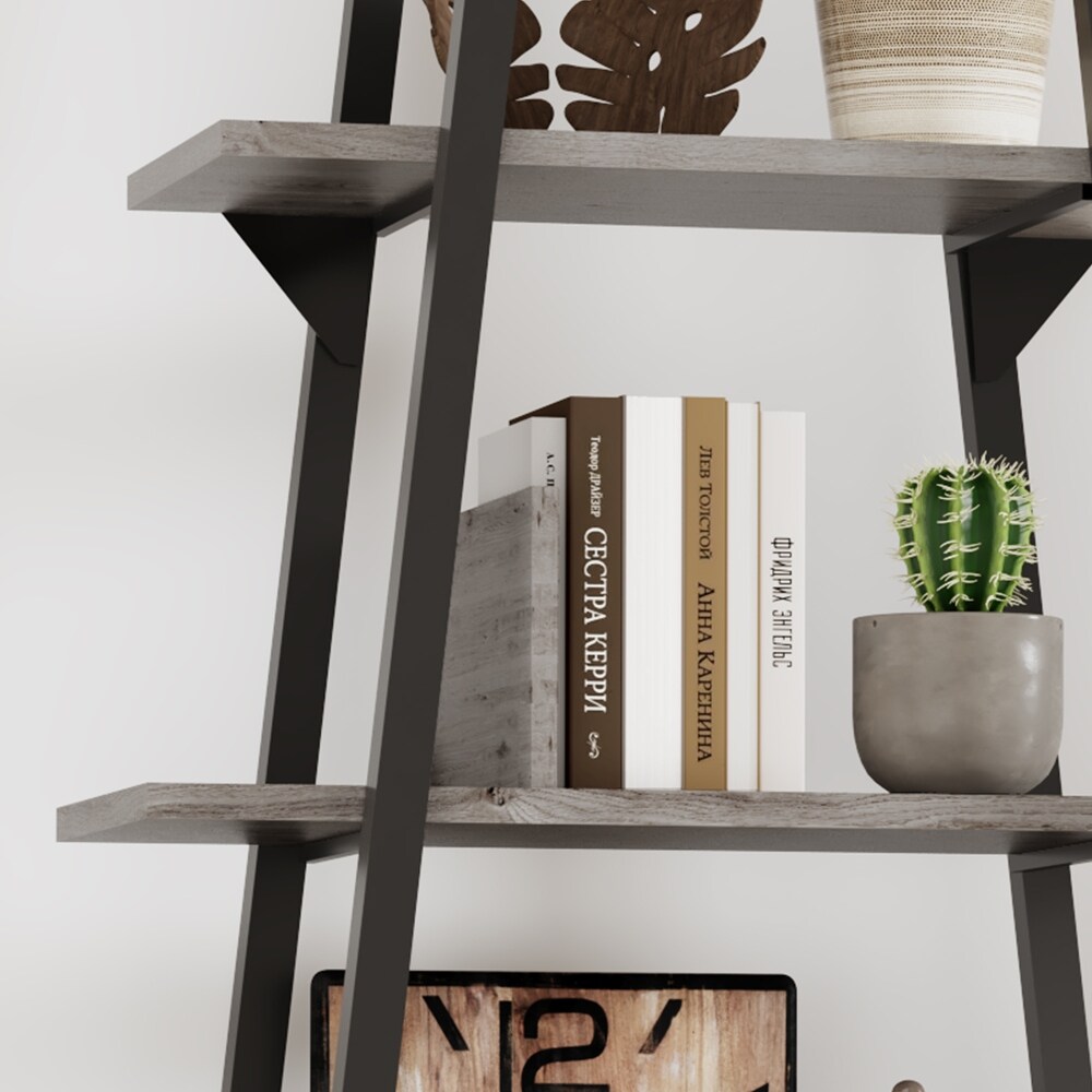 Bookshelf 5 Tier Industrial Wood