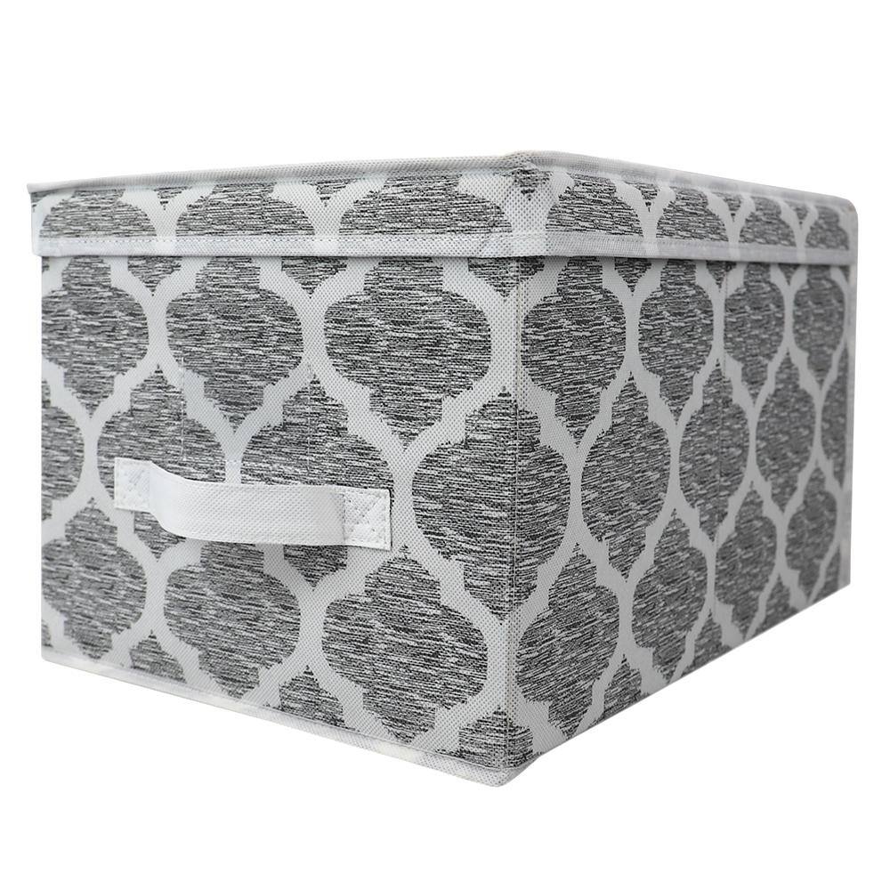 Home Basics 10 in. H x 15.75 in. W x 11.8 in. D Gray Fabric Cube Storage Bin HDC75248