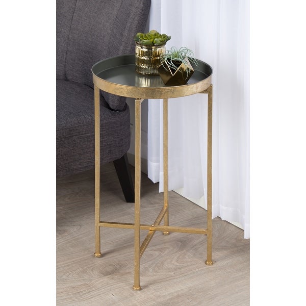 Kate and Laurel Celia Round Foldable Metal Accent Table - 14x14x26