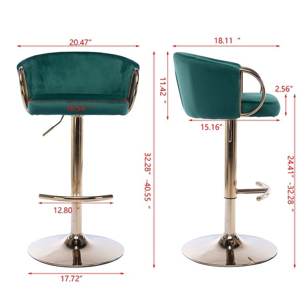 Bar Stools Swivel Height Adjustable Velvet Bar Stool (Set of 2) - 20.47