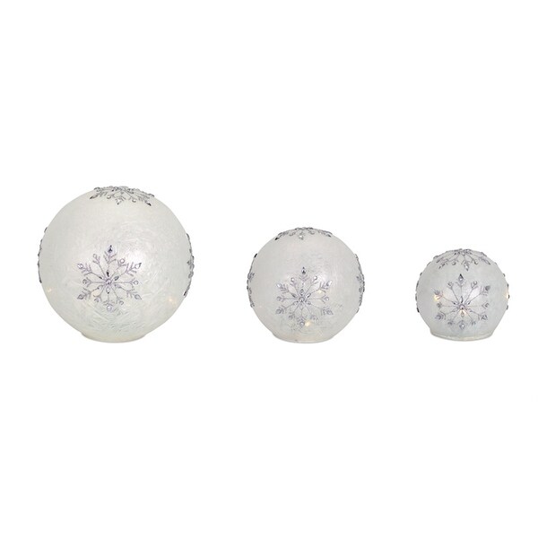 LED Frosted Snowflake Jewel Globe (Set of 3)