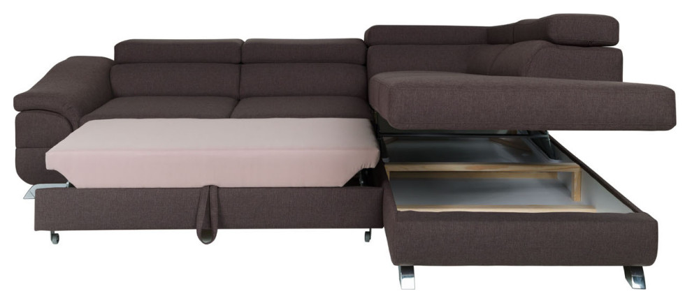 BELLA Sectional Sleeper Sofa  Brown   Contemporary   Sleeper Sofas   by Table World  Houzz